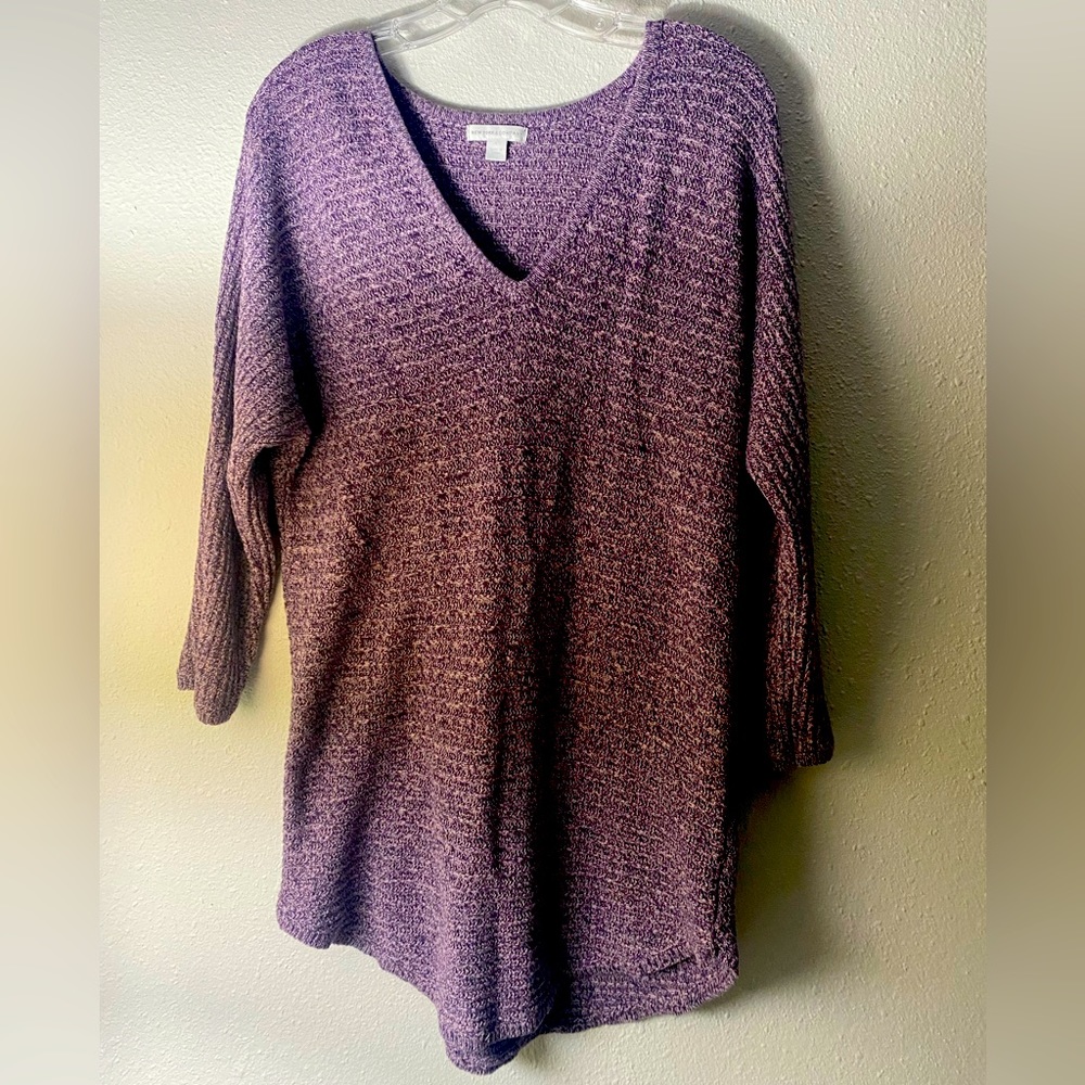 New York & Co. Heather purple high low tunic sweater size L.